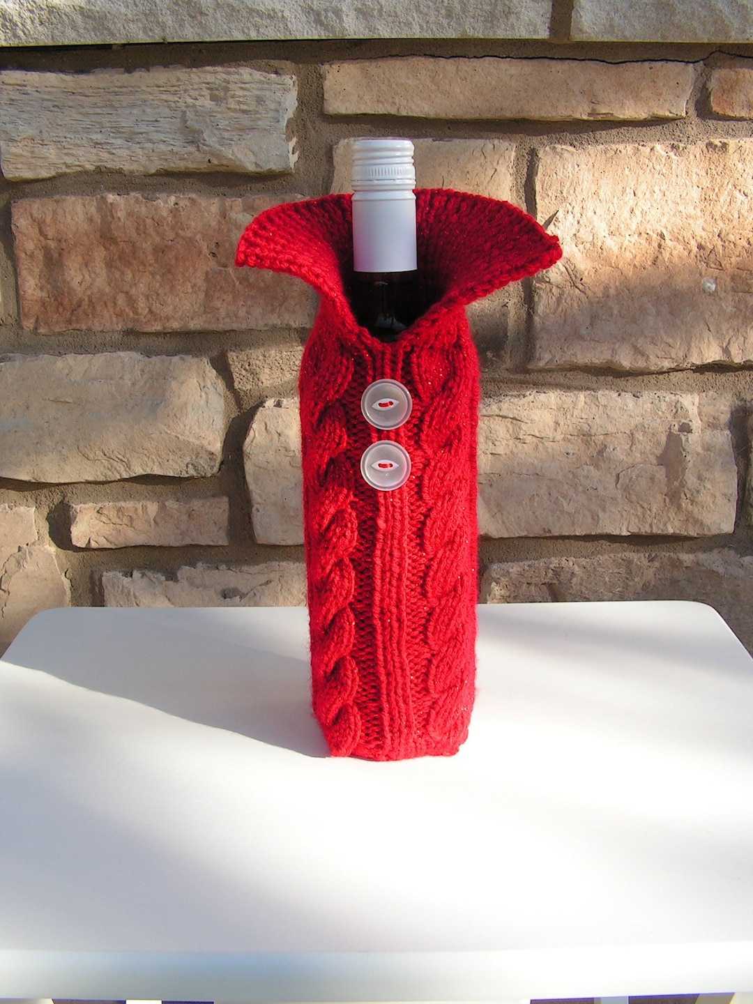 Sparkly Red Wine Bottle Cover, Wine Bottle Sweater, Home Decor, Centerpiece Gift, Christmas Gift