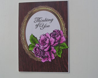 Sympathy Card, Grief Card, Mourning Card, Thinking of You, Sending Thoughts and Prayers, Pink Floral Sympathy Card, Wood Grain Card