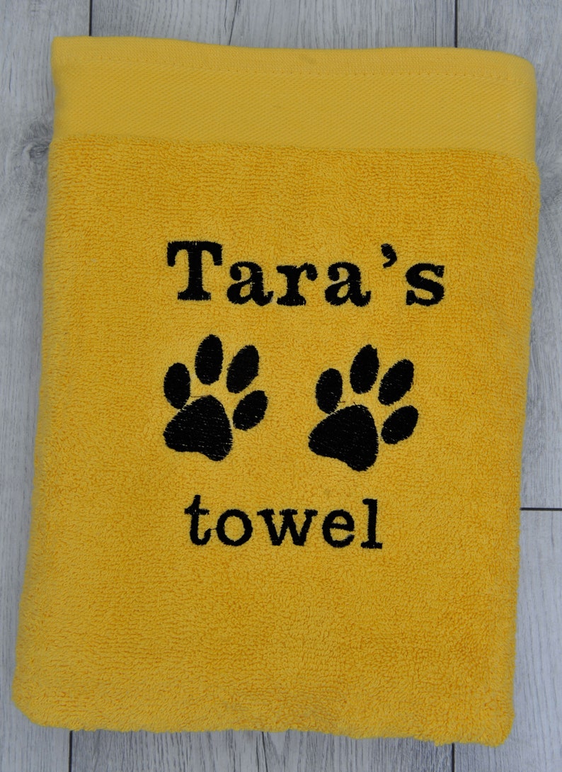 Personalised Paw Towel With Paw Print Dog Towel Dog Bath Etsy