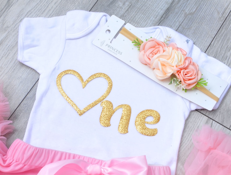 Luxury Baby Girls 1st First Birthday Wild One Outfit Cake Smash Set Tutu Skirt Top Pink Rose Silver Glitter Flower Headband UK Seller