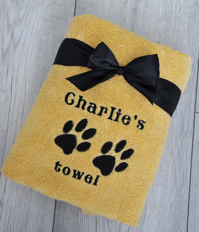 Personalised Paw Towel With Paw Print Dog Towel Dog Bath Etsy