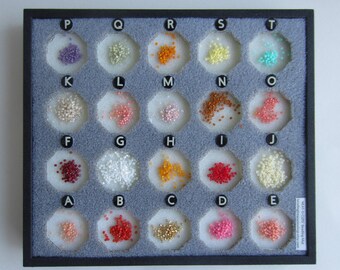 Beading Mat Rigid Tray With 20 Octagonal Cups For 20 Different Colors of Beads Lettered A to T NEAT-O-CUPS Organizer Tray With Non-slip Pads