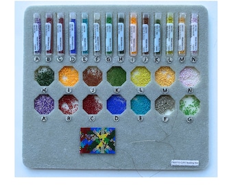 Beading Mat with 14 Lettered Cups and Bead Tube Spaces, Seed Bead Organizer