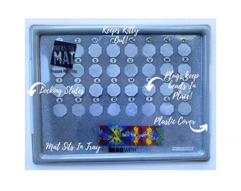 Keep 32 Bead Colors in Place With Lettered A-Z, AA-AF Bead Mat Organizer With Locking Plastic Cover For Jewelry Making Bead Embroidery