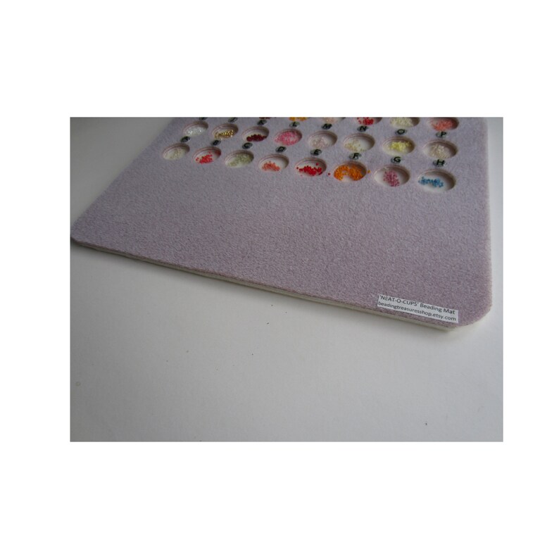 NEAT-O-CUPS Bead Organizer With Top 1 Cups Work Space at The Bottom Pink and Ivory Each Color One Cup! 24 Cups Beading Mat Lettered A-X