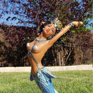 YEMAYA with mermaid tail statue 12&quot; |  La Sirèn Statue | Orisha Yemaya | Orisa Yemaya Statue | Estatua de Orisa Yemoja | LaSirenn