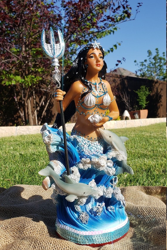 YEMAYA with mermaid tail statue 12" |  La Sirèn Statue | Orisha Yemaya | Orisa Yemaya Statue | Estatua de Orisa Yemoja | LaSirenn