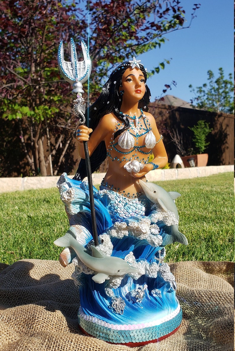 YEMAYA with mermaid tail statue 12" | La Sirèn Statue | Orisha Yemaya | Orisa Yemaya Statue | Estatua de Orisa Yemoja | LaSirenn Bild 1