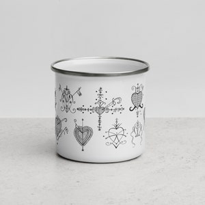 EZILI DANTO Eskòt Petro Haitian vodou vèvès Enamel mug **Medium size** | Haitian vodou altar mug | Gode emaye loa | Goblet emaillé vodou