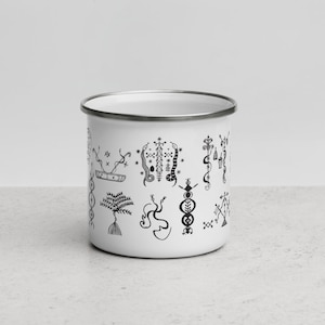 DANBALLAH Haitian vodou vèvès Enamel mug **Medium size** | Haitian vodou altar mug | Gode emaye loa | Goblet emaillé vodou