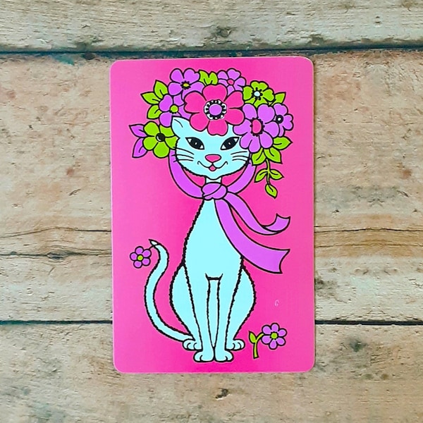 Vintage Playing Card, Junk Journal Element, Pen Pal Supplies, Retro Card Game, Card Swap, Journal Card, Game Ephemera, Cat Playing Card, DIY