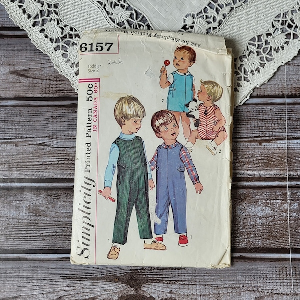 Vintage Sewing Pattern for toddlers, Simplicity 6157, Junk Journal Supplies, Sewing Ephemera, Mixed Media, Collage, 60s fashion, Retro Image