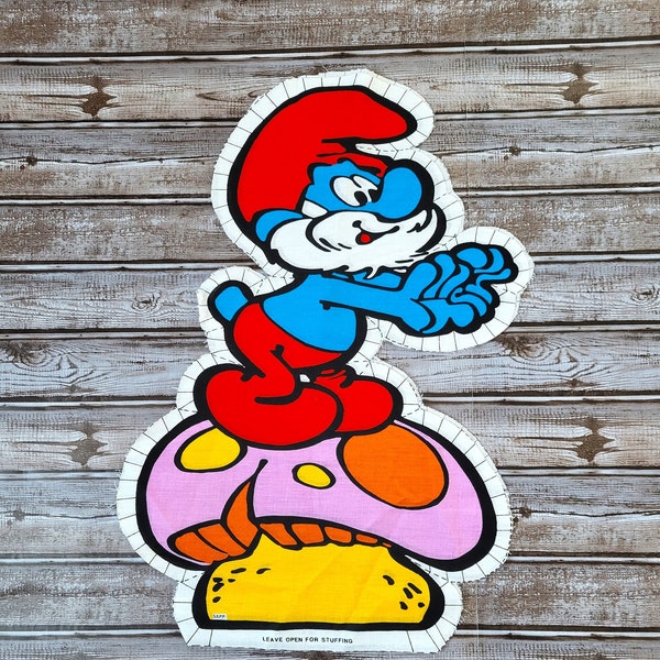 Vintage Sew and Stuff Pillow Pattern, Papa Smurf Plush, DIY Pillow, Smurfs, 80s Cartoon Character, 80s Nostalgia, Retro Crafts, Rare Find