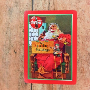 Vintage Santa Playing Cards, Junk Journal Supplies, Vintage Game Ephemera, Christmas Gift for Paper Crafter, Vintage Coca Cola Playing Card