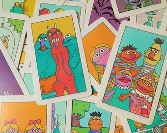 Sesame Street Flash Cards, Vintage Number Flash Cards, Junk Journal Accessories, Journal Cards, Retro Game Ephemera, Paper Ephemera, Pen Pal