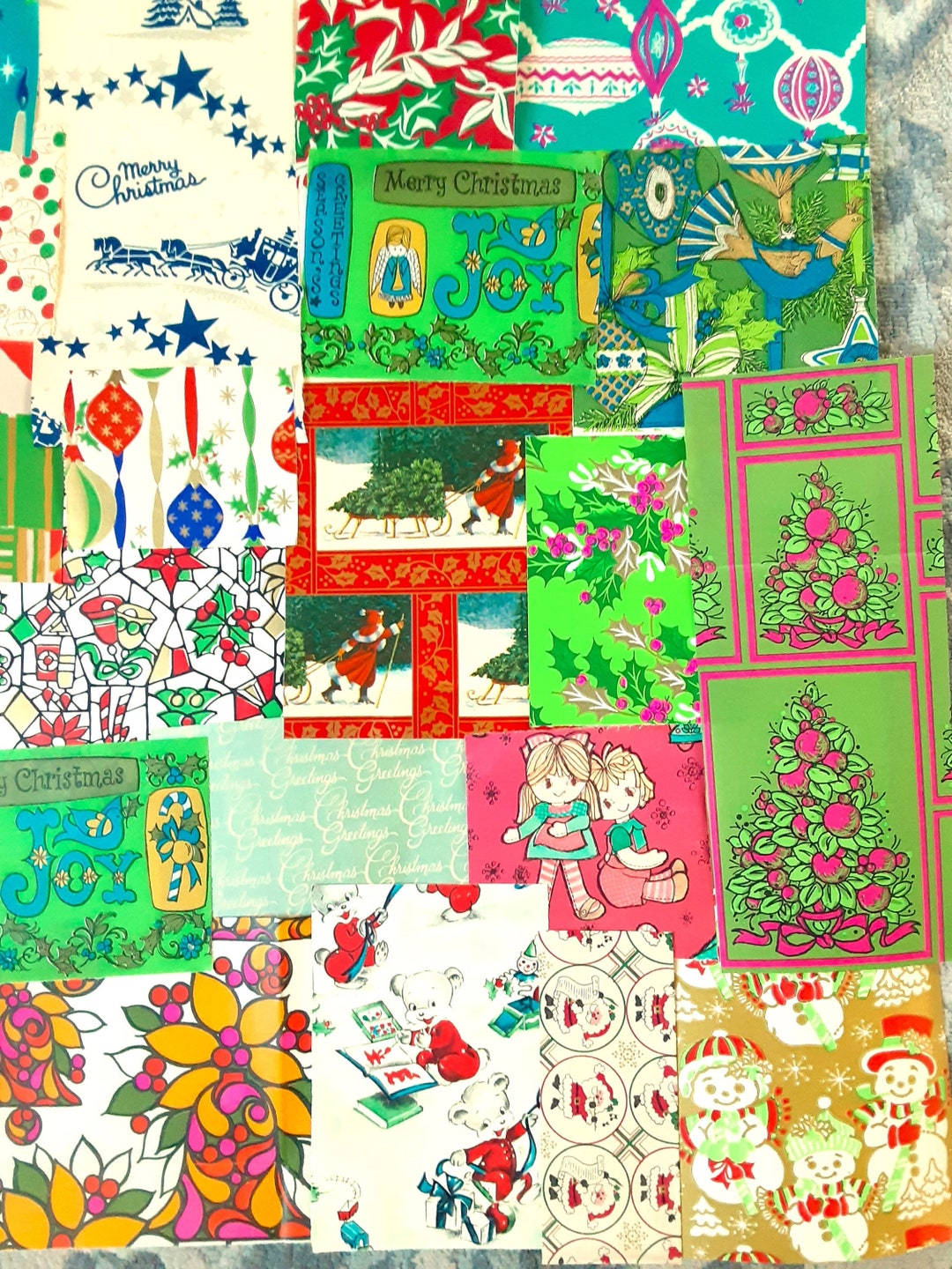 Vintage Christmas Gift Wrap, Retro Wrapping Paper, Vintage Ephemera for