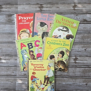 Vintage Little Golden Book, Children&#39;s Book, Junk Journal Supplies, The Little Golden ABC, Tommy Visits the Doctor, Animal Dictionary
