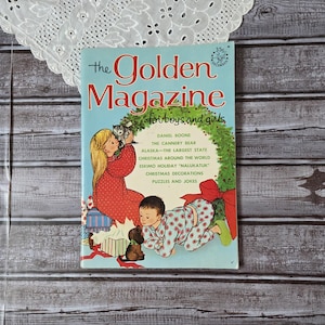 The Golden Magazine, Activity Book for Children, Children&#39;s Magazine, Christmas Issue, Junk Journal Supplies, December 1964