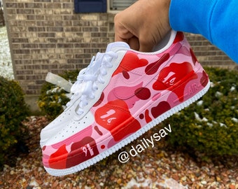 pink bape air forces