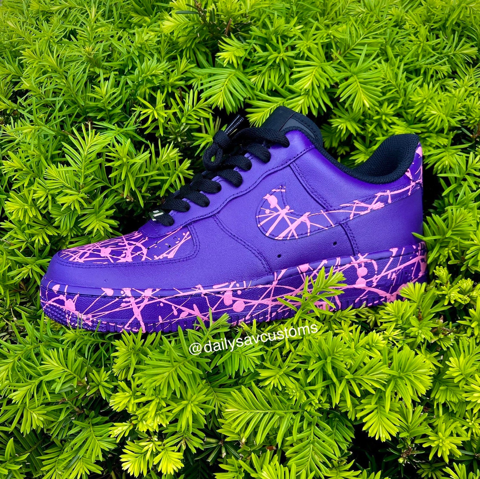 Pink Splatter Paint Air Force 1 Customs, Custom Splatter Pintes Air