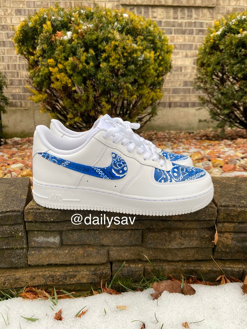 custom blue bandana air force 1