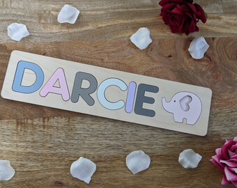 Baby Names Floral Pink Wooden Name Puzzle Toddler Educational Learning Gift FREE SHIPPING Scarlett Baby Boutique Made in the USA