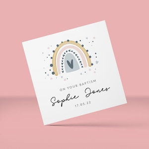 Rainbow Baptism Card, Baptism Card For Niece, Grand Daughter, Personalised Baptism Card, Nephew Baptism Card, Baptism Card