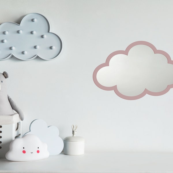 Cloud Shaped Wooden Kids Shatterproof Wall Mirror -| Kids Bedroom Decor - Nursery Decorations - Baby Shower Gift - Kids Mirror - Expecting