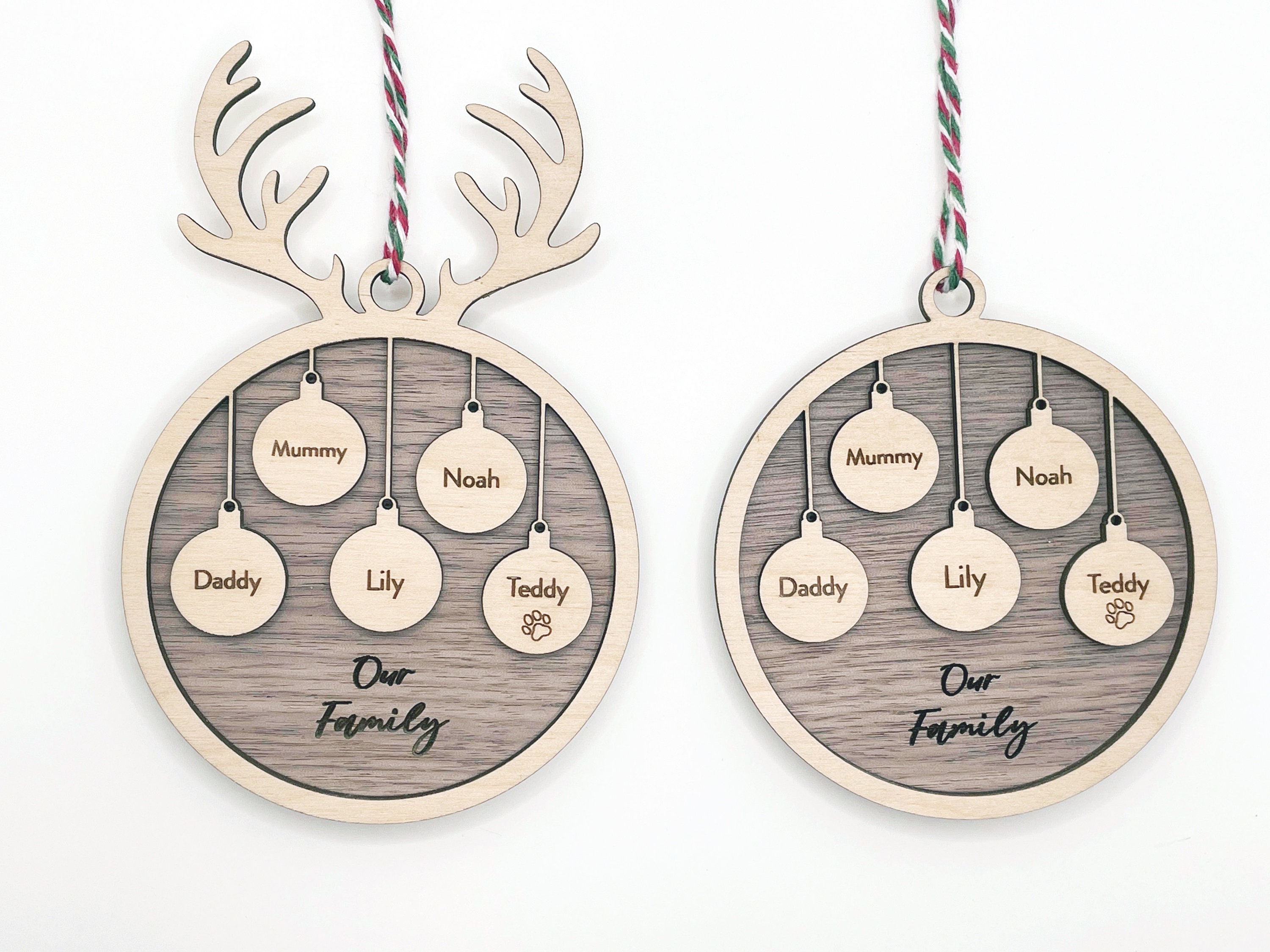 Personalised Family Christmas Ornament, Hanging Stockings, Custom, Family Gift Decor, First Family Christmas Decoration, Names, 2021 2022
