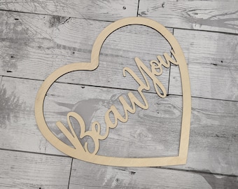 Personalised Name Heart Shape Hoop , Any Colour - Circle Name, baby shower, nursery kids bedroom decor