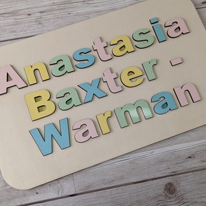 Pastel Name  Puzzle - Personalised Puzzle, Wood Baby Gift, Wooden Gift, wooden name puzzle. wooden jigsaw
