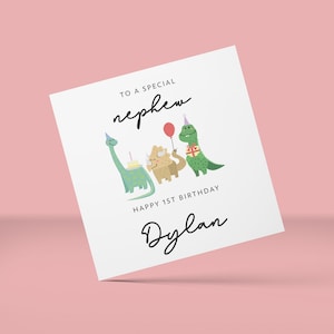 First Birthday Dinosaur Card, To A Special Nephew, Happy 1st Birthday, Boys First Birthday Card, For A Boy, Nephew First Birthday Card