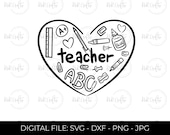 Teacher Heart SVG, Teacher Svg, Back to School, Teacher Gift, Teacher Shirt svg, School Supplies svg, Cricut Cut File