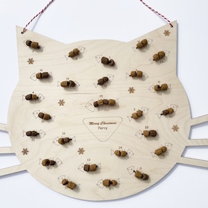 Personalised Pet Calendar / Cat - Dog - Christmas Calendar - Santa Paws - Advent Calendar Treats Cat Wooden Advent Calendar Countdown