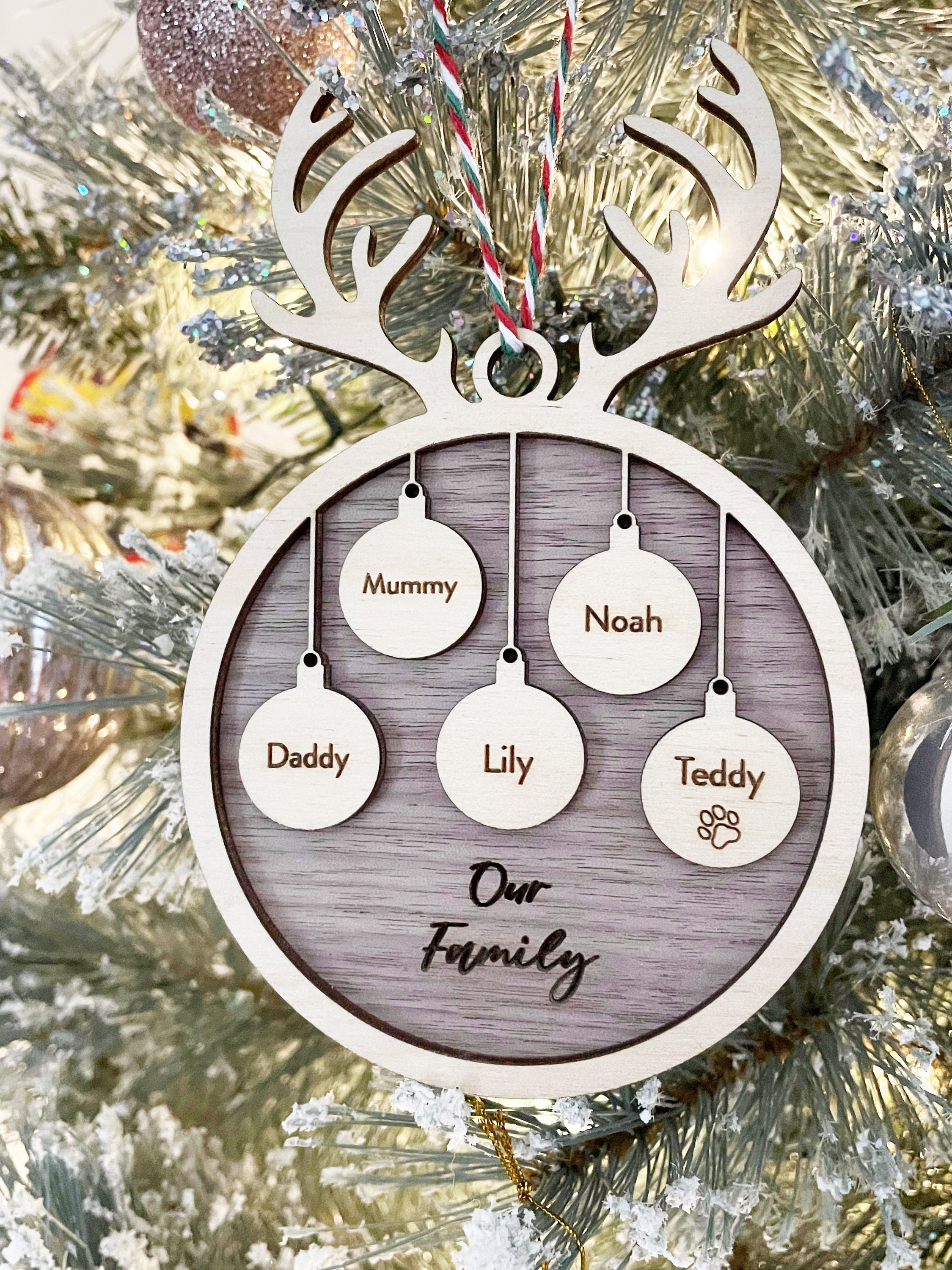Personalised Family Christmas Ornament, Hanging Stockings, Custom, Family Gift Decor, First Family Christmas Decoration, Names, 2021 2022
