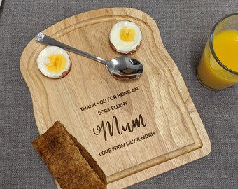 Tabla de huevos de desayuno de madera - Regalo del Día de las Madres