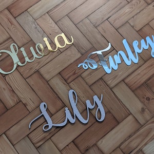 Acrylic Mirror Wall Door Name Sign (9mm Depth) - Nursery Play Room Baby Kids Personalised Home Rose Gold Silver Weddings