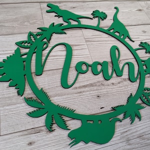 Personalised Dinosaur Name Hoop, Any Colour - Circle Name, baby shower, nursery kids bedroom decor