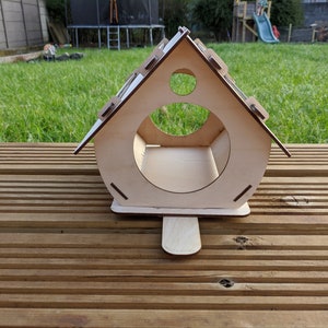 Wooden Bird House / Feeder with double sided entrance and perch - Easy BUILD IT yourself, quick slide together frame