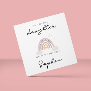 First Birthday Rainbow Card, To A Special Daughter, Happy 1st Birthday, Girls First Birthday Card, For A Girl, Daughter First Birthday Card
