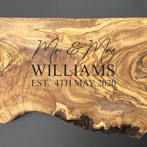 Personalised Olive Wood Chopping Board | Personalized Rustic Cheese Board | Wooden Wedding Anniversary Gift | Charcuterie Board | 5th Ann