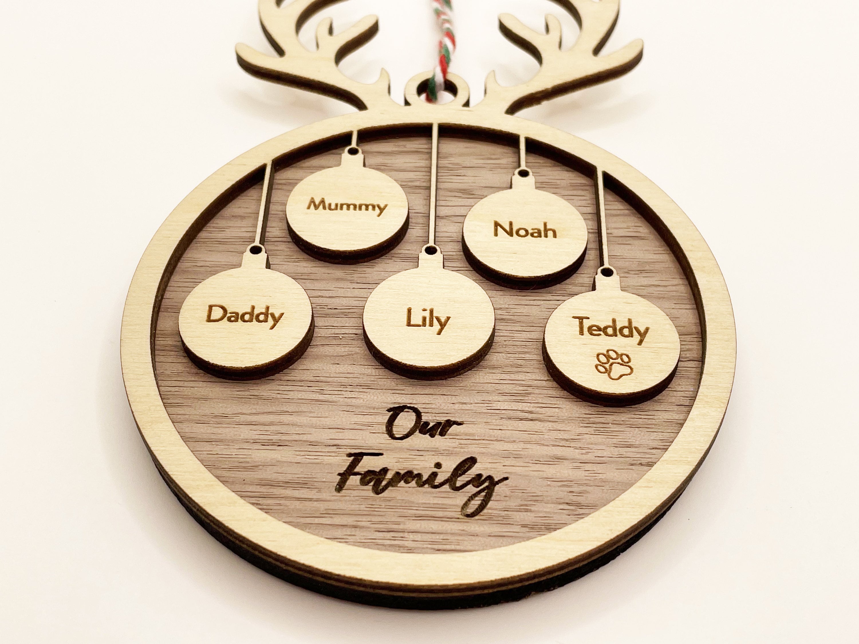 Personalised Family Christmas Ornament, Hanging Stockings, Custom, Family Gift Decor, First Family Christmas Decoration, Names, 2021 2022