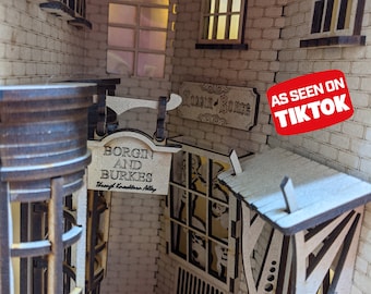 Inserto per scaffale per angolo libro a tema Knockturn Alley - Kit per angolo per libro vicolo fai da te - Decorazione per scaffale per libri - Decorazione per la casa - Diorama