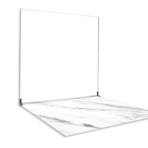 May include: A white marble backdrop with a white seamless paper backdrop attached to a stand.