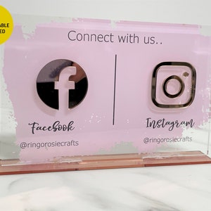 Twin Business Social Media Sign - Ideal for Hairdressers / Beautician / Beauty Salons - UV Printed - Fully Changable - Double