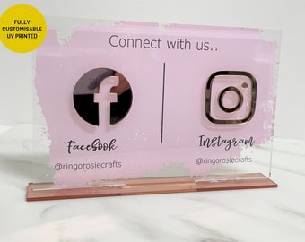 Twin Business Social Media Sign - Ideal for Hairdressers / Beautician / Beauty Salons - UV Printed - Fully Changable - Double