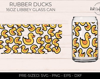 16oz Libby Glass Rubber Ducks Full Wrap - Stampa mucca SVG - Decalcomania in vinile - Stampa - Starbucks Cup - Cricut - PNG DXF Silhouette