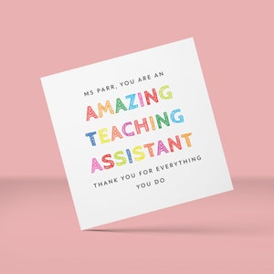 Amazing Teaching Assistant Thank You Card, Teacher Thank You, End of Term Gifts For Teaching Assistants, Thank You Card for Teachers