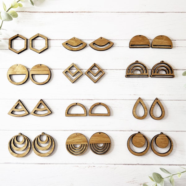 Macrame Blank Earring Oak Wood Blanks, 17 Options, Fully Customisable, Finished Wood Earring Blanks. Jewellery Blanks - Make your Own Custom