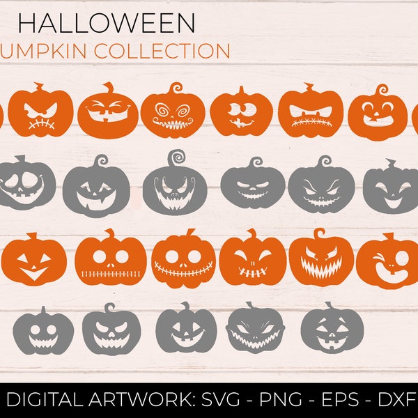 Halloween Pumpkin / Pumpkins - Digital SVG - Print - Vinyl Decal - Print - Cricut - PNG DXF Silhouette - Glowforge - Laser file cut